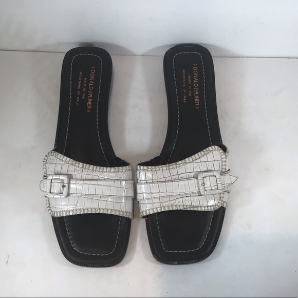 DONALD J PLINER MADE IN ITALY LEATHER CROC EMBOSSED SANDALS SZ 9 - Picture 1 of 14